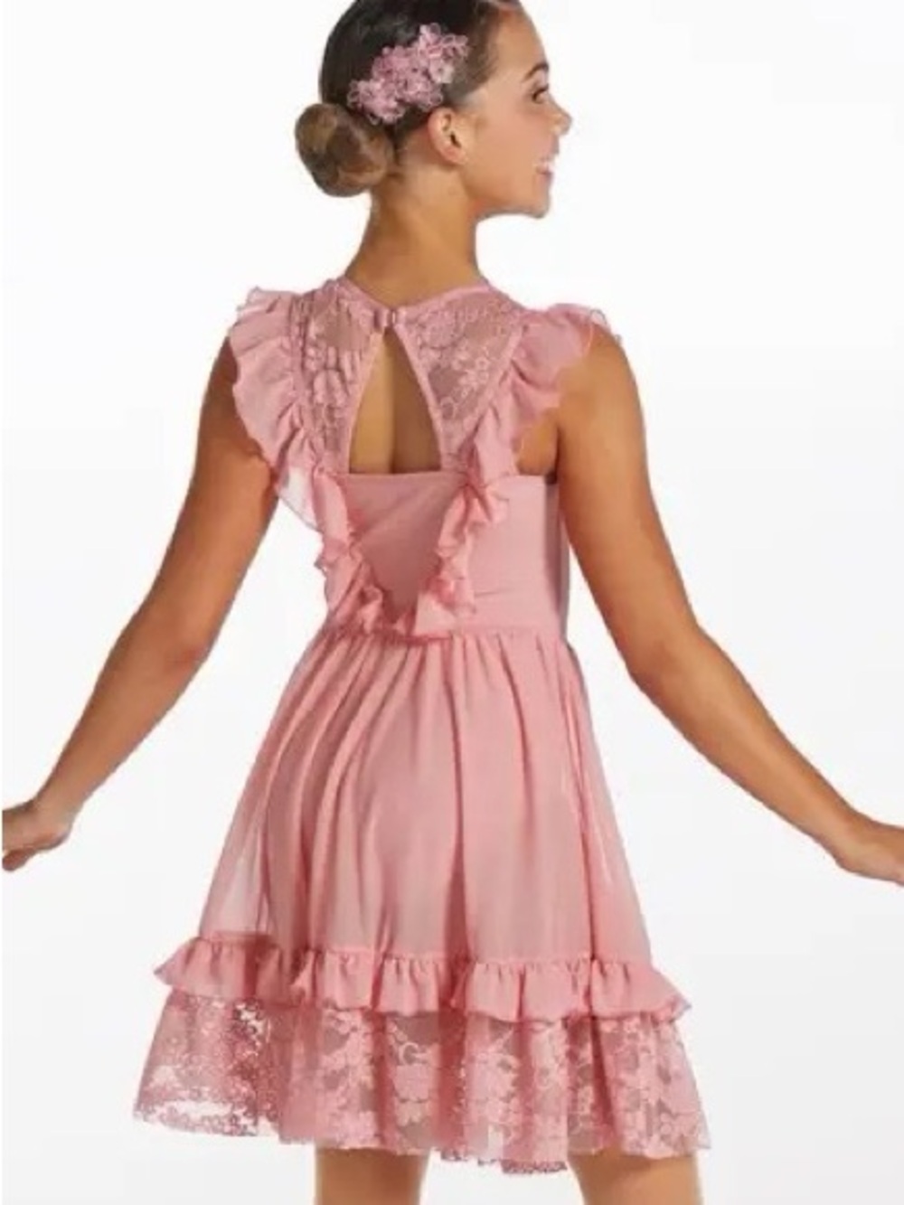 NEW Girls' Pink Ruffle & Lace Party Dress
